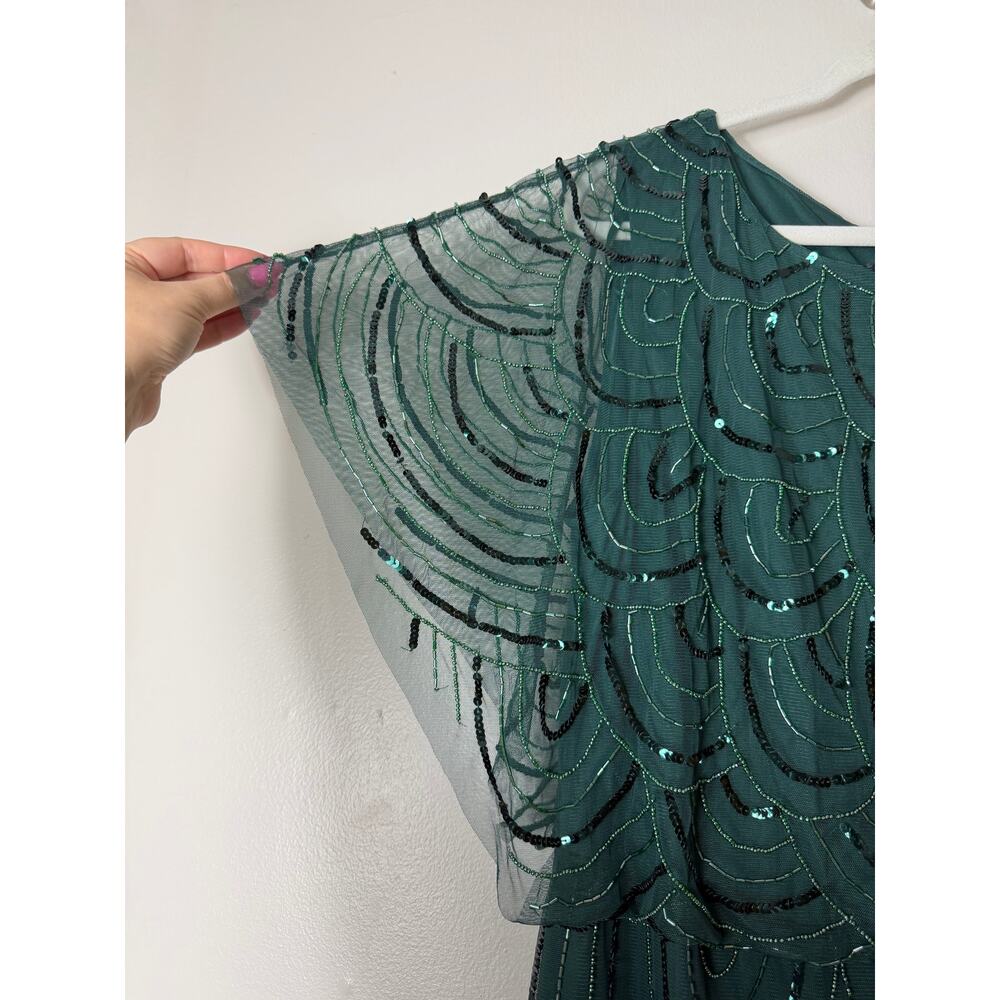 NWT Adrianna Papell Dress Green Mother of the Bride Gown Sequin Beaded Art Deco - Picture 10 of 14